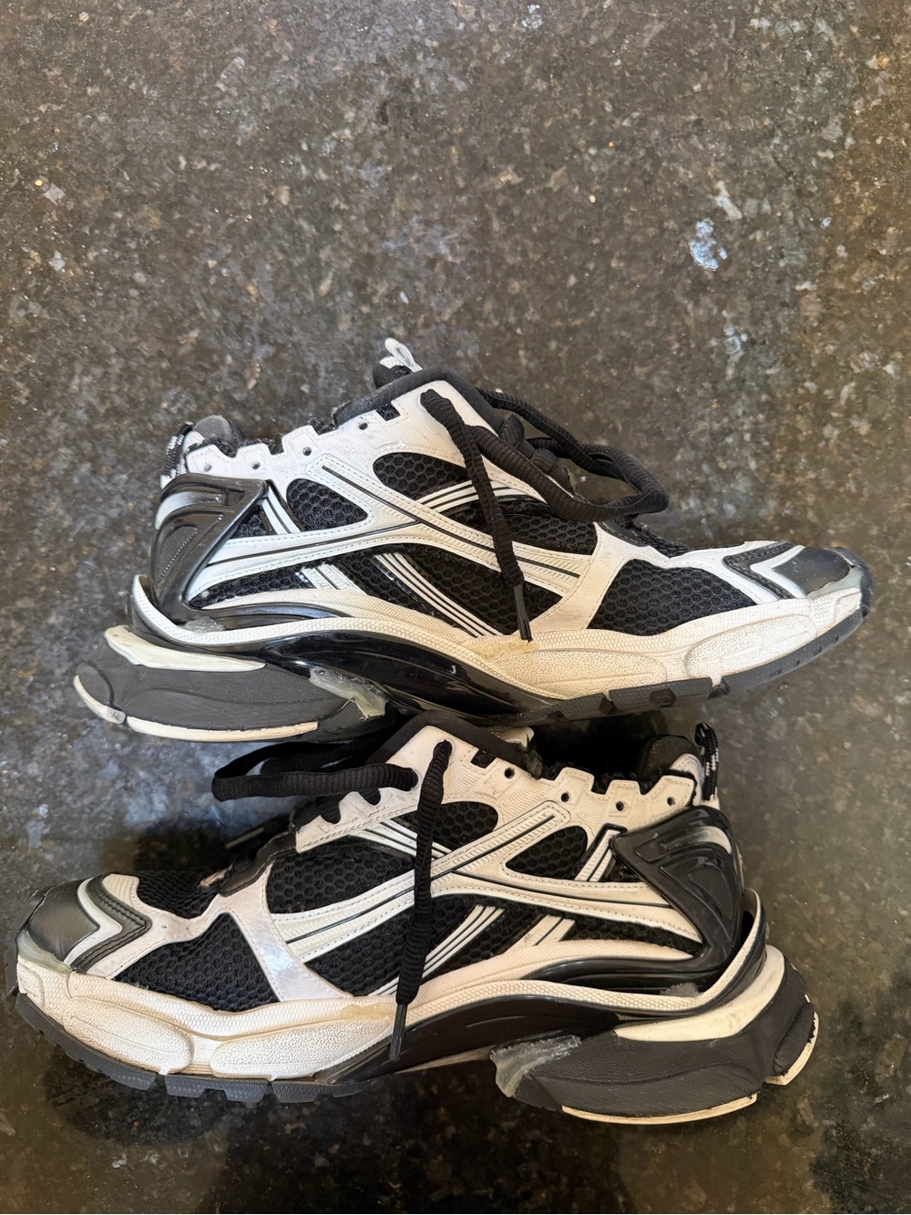 Balenciaga Black and White Men's Chunky Runner Sneakers